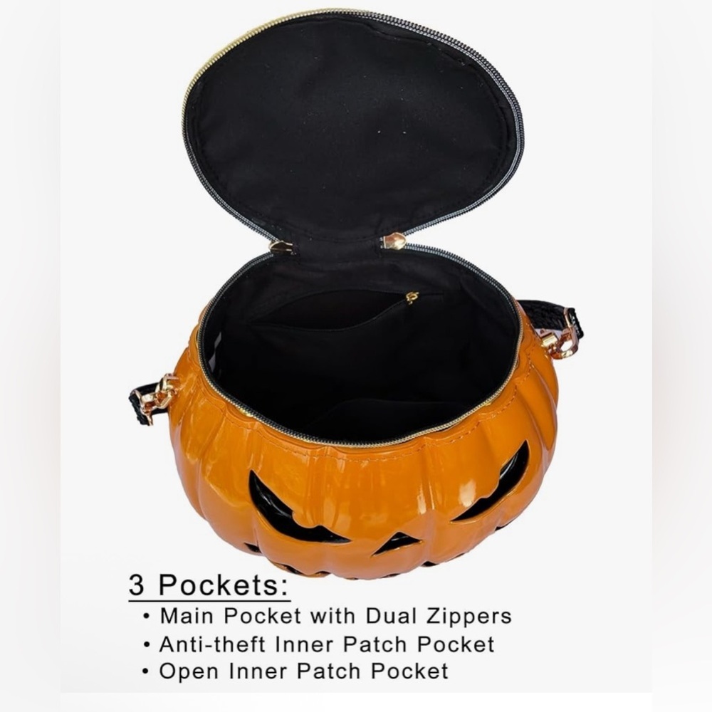 Dark Orange Pumpkin-Shaped Handbag - Picture 4 of 5